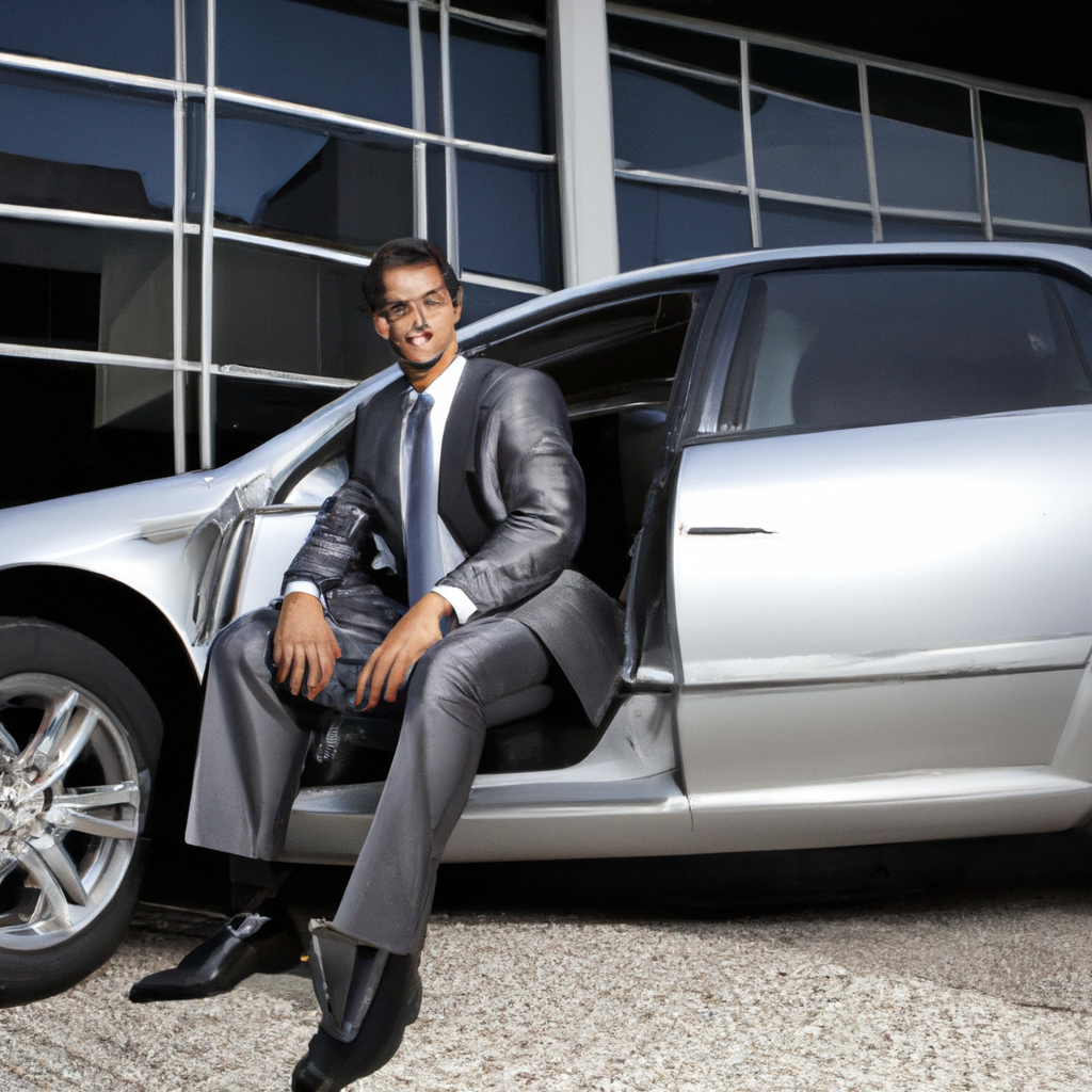 Empresário com seu carro de luxo