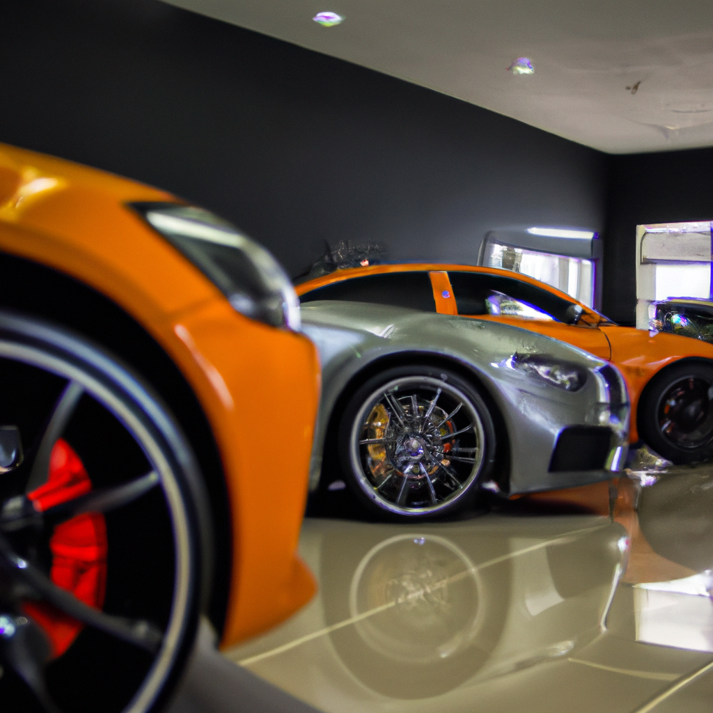 Carros esportivos de luxo no showroom