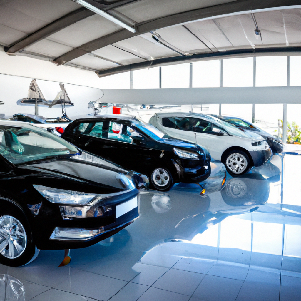 Interior moderno da concessionária de carros